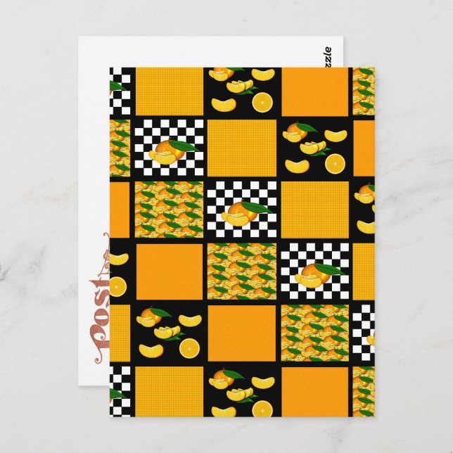 Tangerine and Plaid Patchwork Postcard (Front/Back)