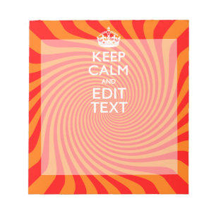 Tangerine and Red Swirl Decor for Your Keep Calm Notepad