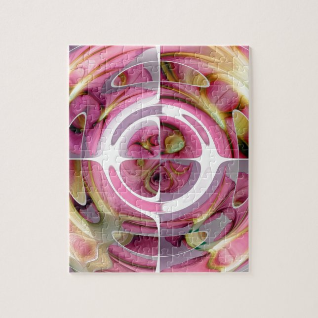 Tangerine and Rose Abstract Collage Jigsaw Puzzle (Vertical)