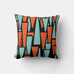 Tangerine and Turquoise Pillow  Abstract Design