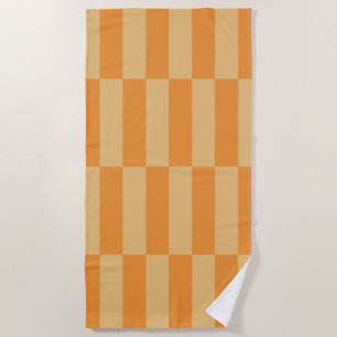 Tangerine and Wheatberry Striped Pattern Design Beach Towel
