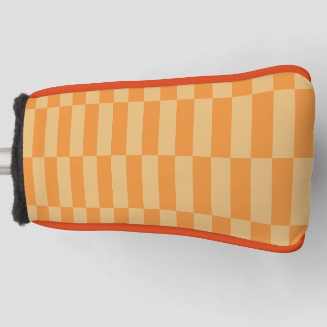 Tangerine and Wheatberry Striped Pattern Design Golf Head Cover (Front)