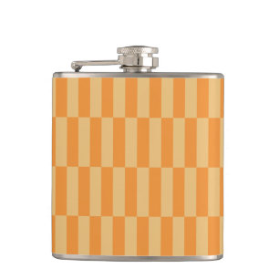 Tangerine and Wheatberry Striped Pattern Design Hip Flask