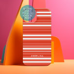 Tangerine and White Striped Pattern Custom Name Samsung Galaxy Case<br><div class="desc">Rugby Stripes - A preppy pattern with bold stripes and a name. If your art still needs to be adjusted,  click on the Customize This button. This will take you to a design area where you can move things around and even change fonts!</div>