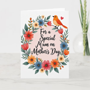 Tangerine Bird Mothers Day Card