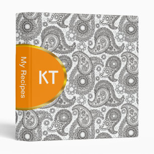 Tangerine Black Paisley Binder