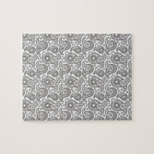 Tangerine Black Paisley Jigsaw Puzzle (Horizontal)