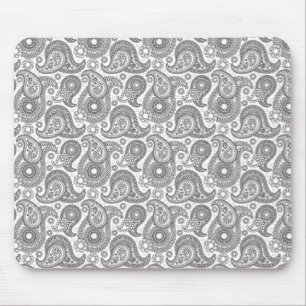 Tangerine Black Paisley Mouse Pad
