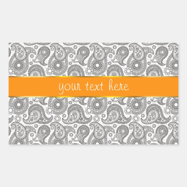 Tangerine Black Paisley Sticker (Front)