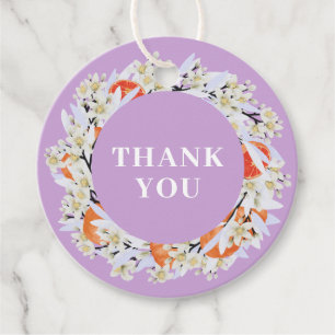 Tangerine Citrus Blooming Branches Wreath Floral Favour Tags