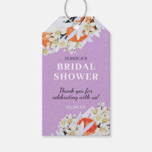 Tangerine Citrus Blooming Branches Wreath Floral Gift Tags