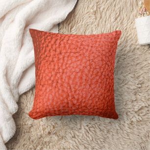 Tangerine Dartk Faux Leather Throw Pillow