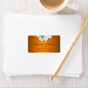 Tangerine Elegance and Bridal Bouquet Wedding Label