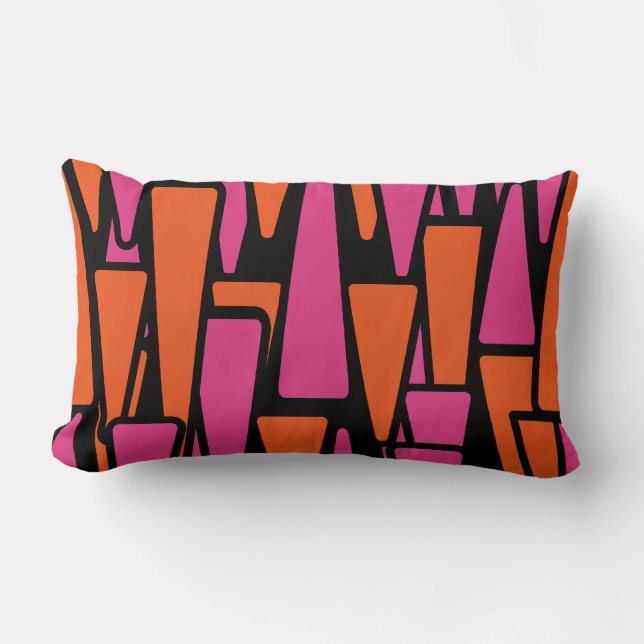 Tangerine et Fuchsia Abstract Design Coussins (Recto)