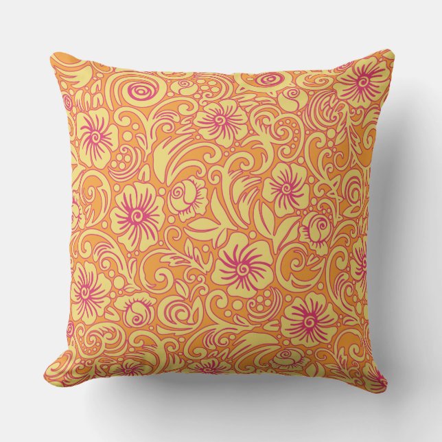 Tangerine Floral Dream Motif Coussin (Recto)