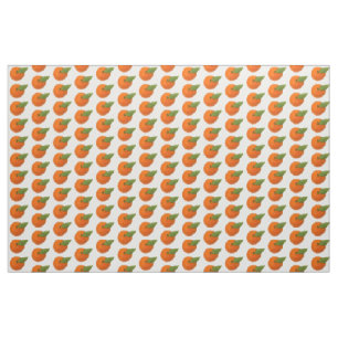 Tangerine fruit with green leaf  fabric