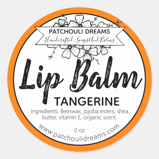 Tangerine Lip Balm Étiquette personnalisé fait mai (Devant)