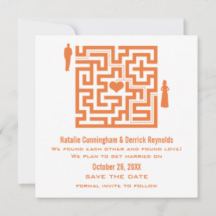 Tangerine Love Maze Enregistrer la date Invitation