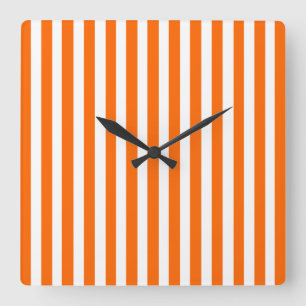 Tangerine Modern Stripes Square Wall Clock