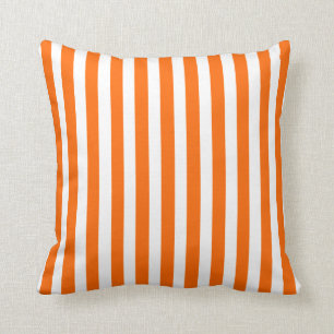 Tangerine Modern Stripes Throw Pillow