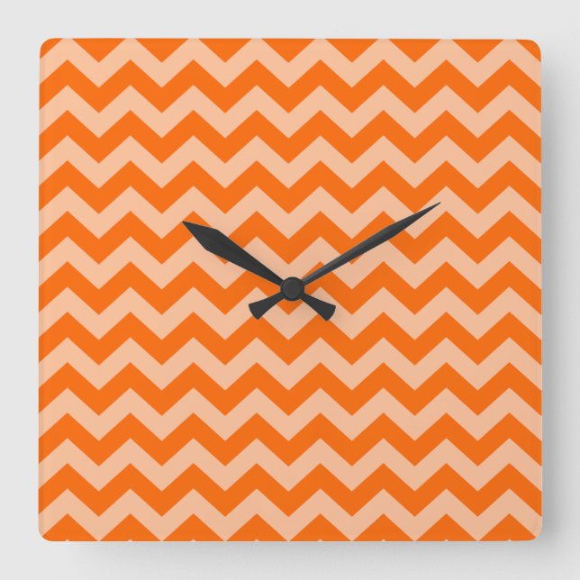 Tangerine Moroccan Moods Chevrons Square Wall Clock (Front)