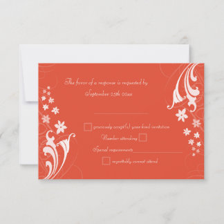 Tangerine Orange and Cream Floral Swirls RSVPs RSVP Card