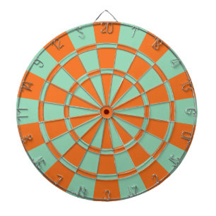 Tangerine Orange And Mint Green Color Dartboard