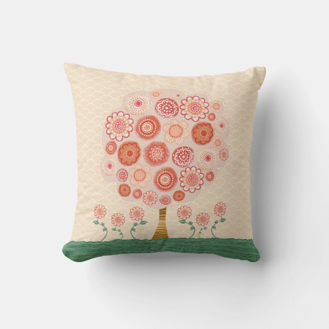 Tangerine Orange Blossom Tree Coussin d'Art origin (Recto)