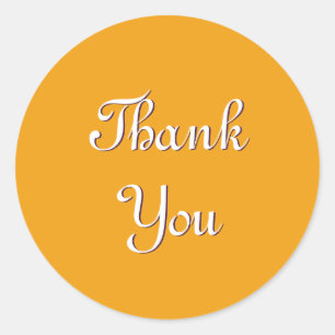 Tangerine Orange Bright Thank You Classic Round Sticker