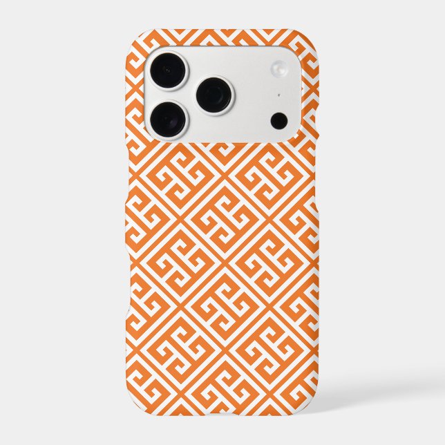 Tangerine Orange Greek Key Pattern (Back)