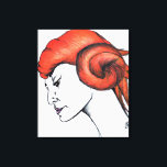 Tangerine Orange Haired Woman Portrait Pop Art Canvas Print<br><div class="desc">Original art was done with markers and coloured pencils. Inspired by beautiful women with unusual choices in hair colour.</div>