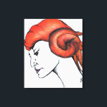 Tangerine Orange Haired Woman Portrait Pop Art Canvas Print<br><div class="desc">Original art was done with markers and coloured pencils. Inspired by beautiful women with unusual choices in hair colour.</div>