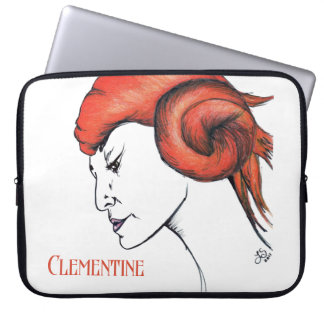 Tangerine Orange Haired Woman Portrait Pop Art Laptop Sleeve