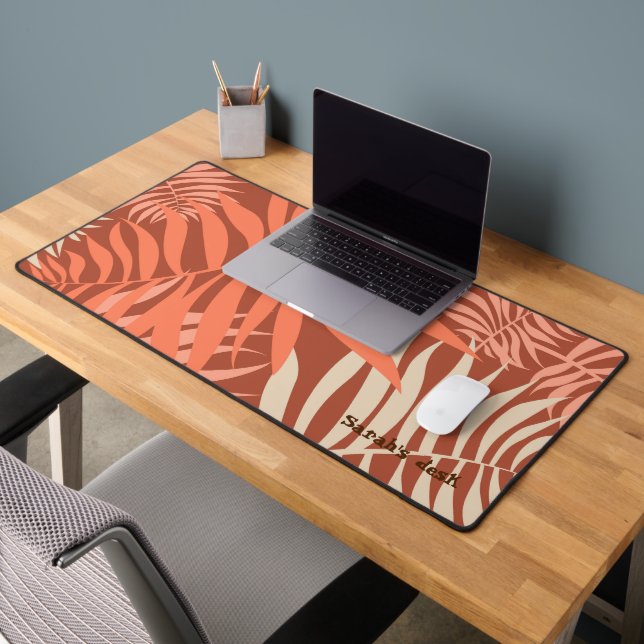 Tangerine Orange Leaves  Desk Mat (Office 2)