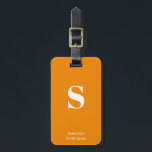 Tangerine Orange Monogram Name Stylish Typewriter Luggage Tag<br><div class="desc">Bold Tangerine Orange Monogram Name Stylish Typewriter Luggage Tag for your travels and vacation,  customize this stylish bag tag it with your own initial monogram and name.</div>