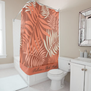 Tangerine Orange Palm Leaves Shower Curtain