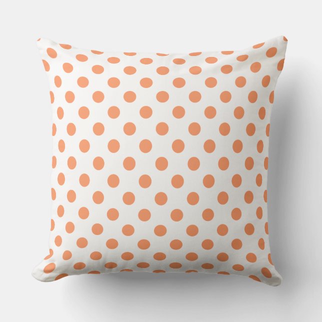 Tangerine Orange Polka Dots Circles Throw Pillow (Front)