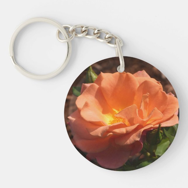 Tangerine Orange Rose Keychain (Front)
