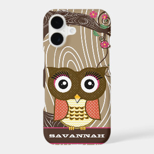 Tangerine Owl Wood Grain Tree Zig Zag Choose Colou