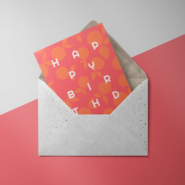 Tangerine pattern pink and orange Birthday Card (Creator Uploaded)