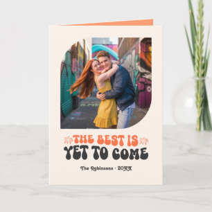 Tangerine Pop Champagne Retro New Year Photo Holiday Card