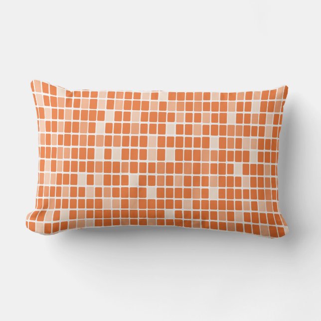 Tangerine Rectangle Mosaic Lumbar Pillow (Front)