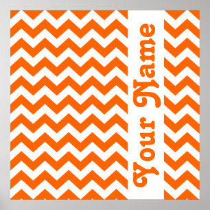 Tangerine Safari Chevron with custom text Poster