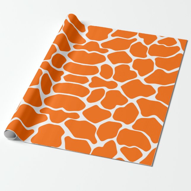 Tangerine Safari Giraffe Wrapping Paper (Unrolled)