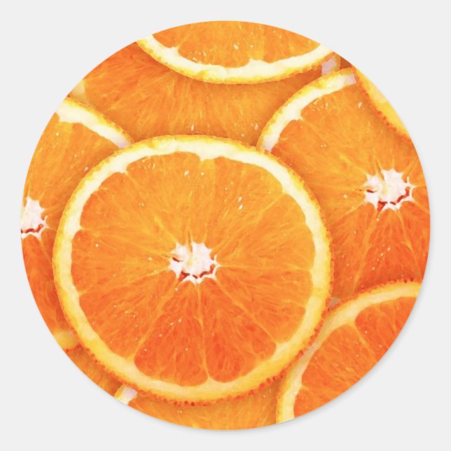Tangerine slices classic round sticker (Front)