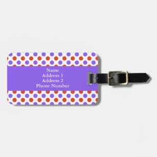 Tangerine Tango and Purple Polka Dots Luggage Tag