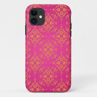 Tangerine Tango Orange and Pink Damask