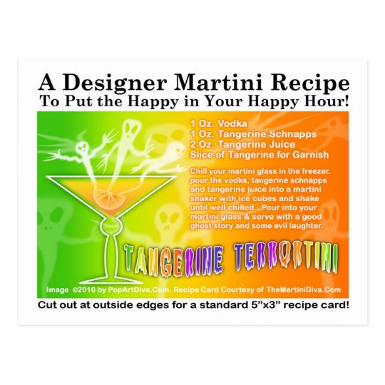Tangerine Terror Halloween Martini Recipe Postcard