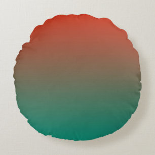 Tangerine To Teal Horizen Tones Round Pillow
