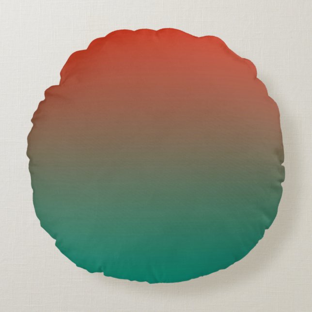 Tangerine To Teal Horizen Tones Round Pillow (Front)